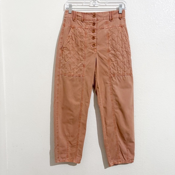 Ulla Johnson Cambrie High Rise Straight Leg Trouser Pants in Terracotta Orange - Picture 2 of 8